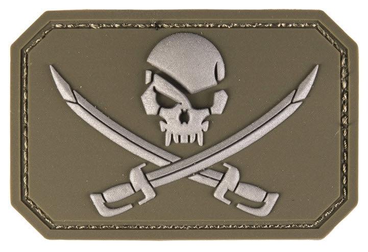 Klettabzeichen skull with swords - oliv