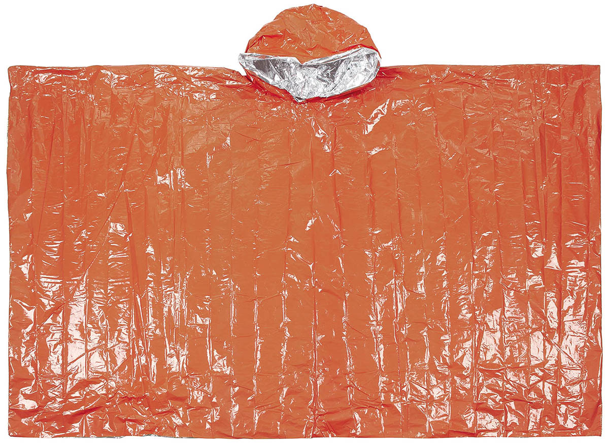 Notfall-Poncho, orange, einseitig alubeschichtet