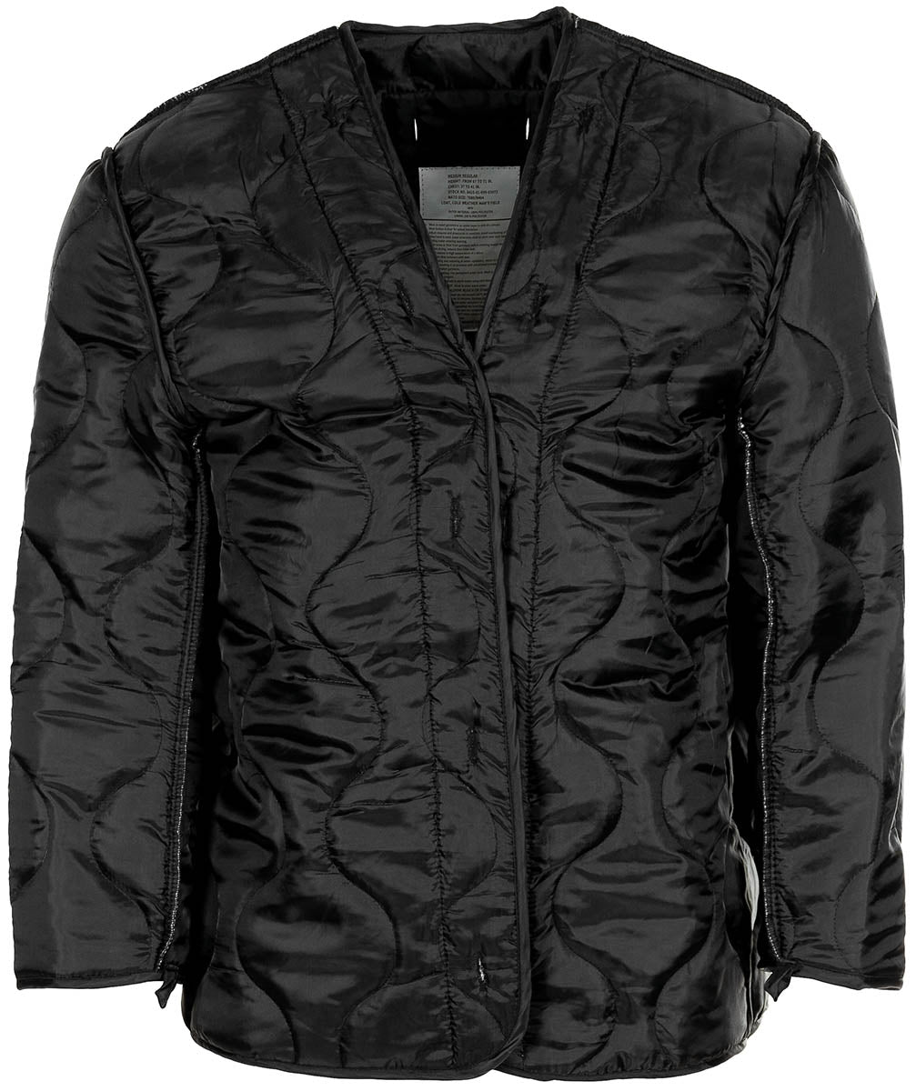 US Feldjacke M65, schwarz, m. auskn. Steppfutter