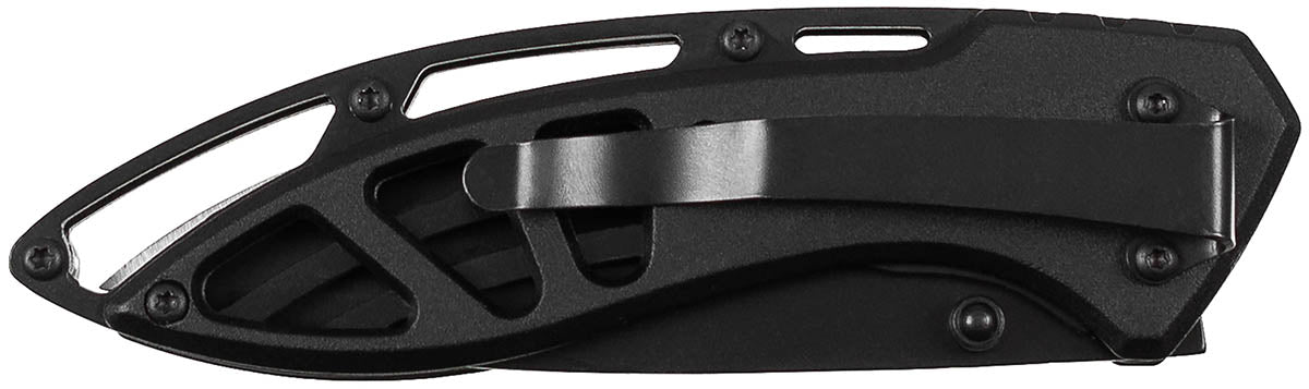 Klappmesser, Einhand, schwarz, gelochter Metallgriff