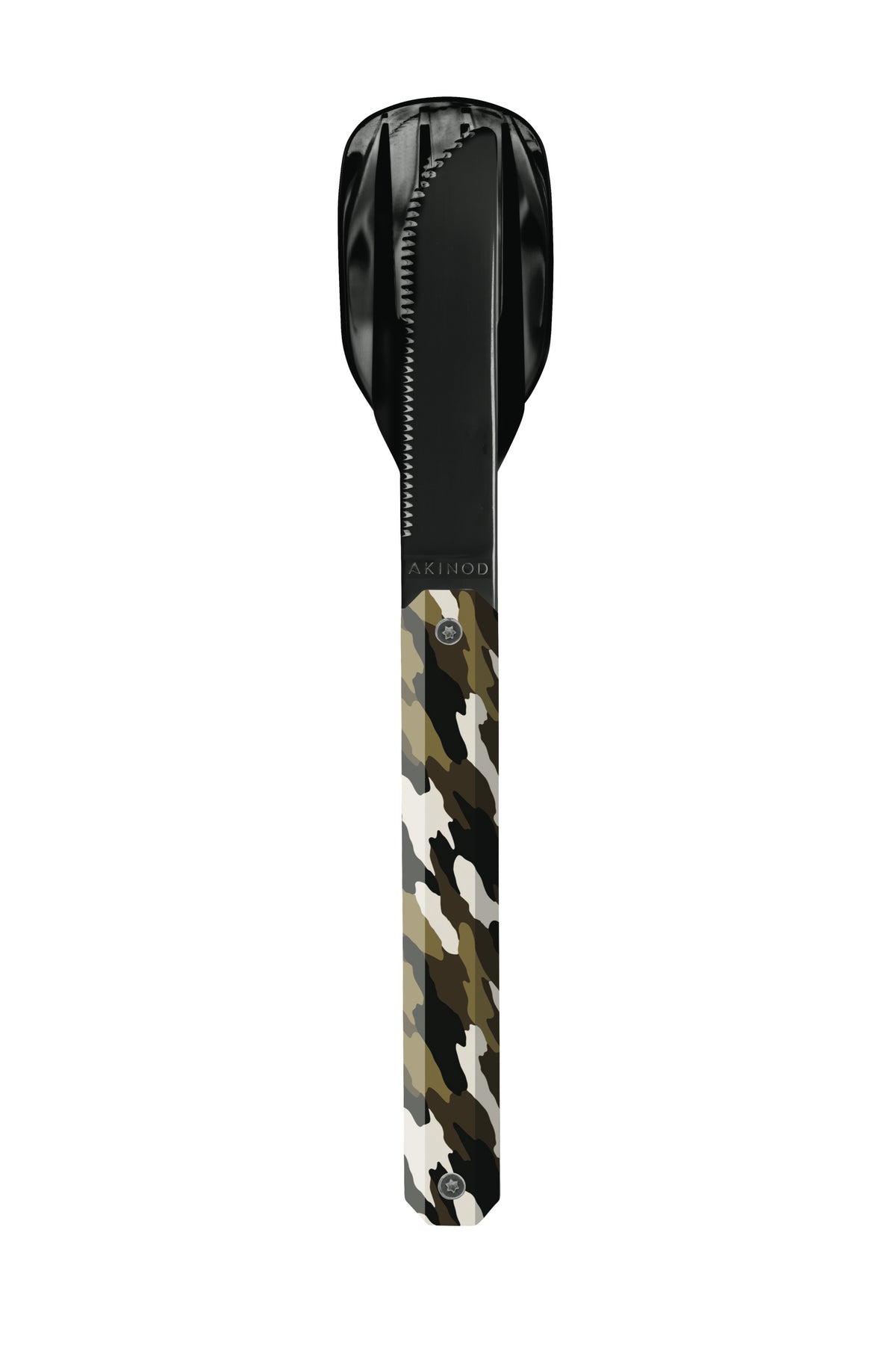Besteckset 12H34, Hochglanz Schwarz, Camo Grün