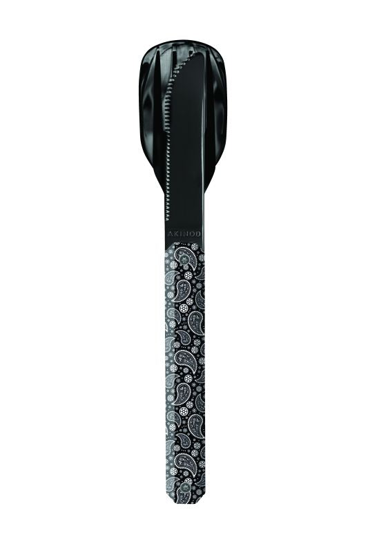 Besteckset 12H34, Hochglanz Schwarz, Schwarzes Bandana
