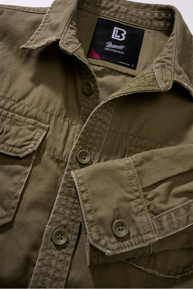 Women Vintage Shirt Long Sleeve olive