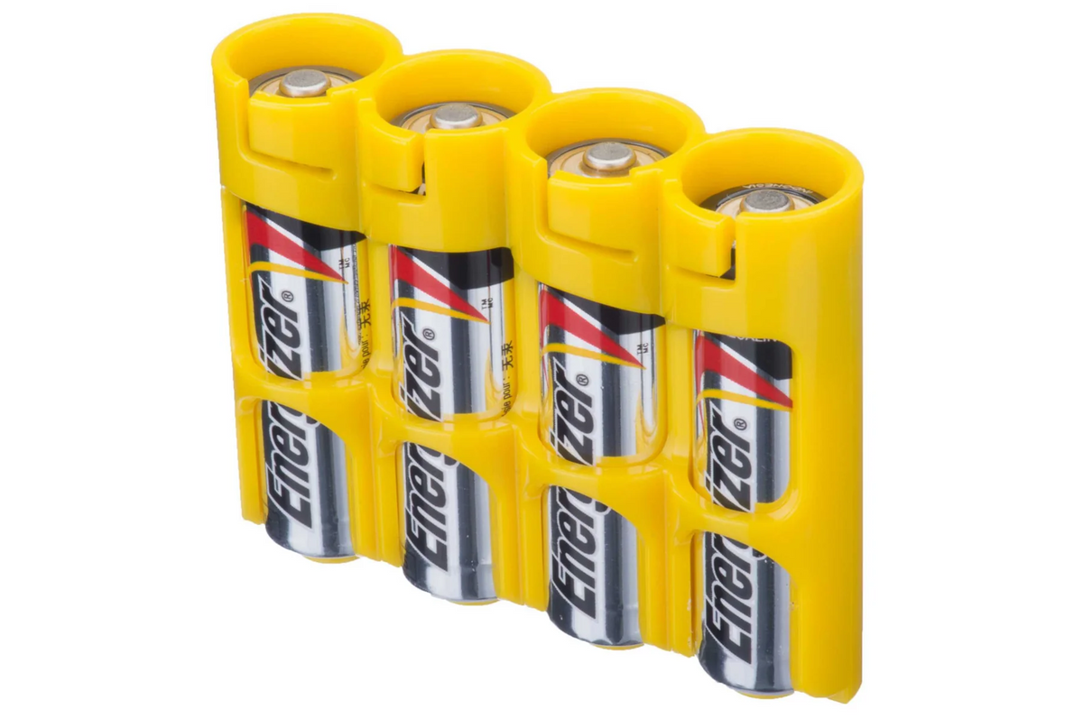 Aufbewahrungsbox für 4 x AA Batterien (gelb)