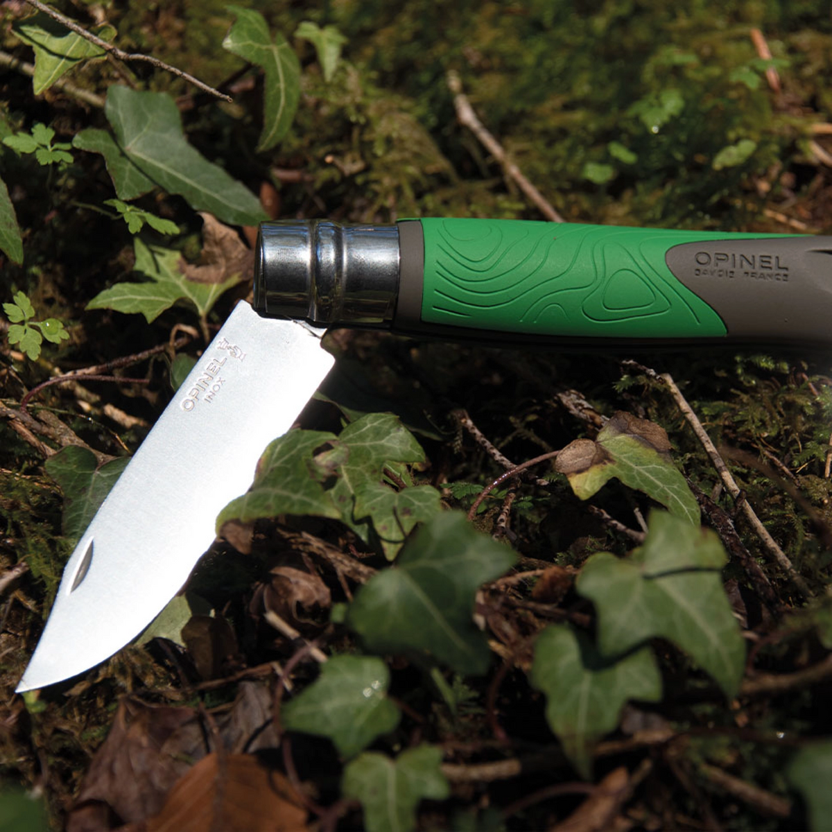 Opinel - Mehrzweckmesser Explore No. 12 mit Zeckenzange (grün)
