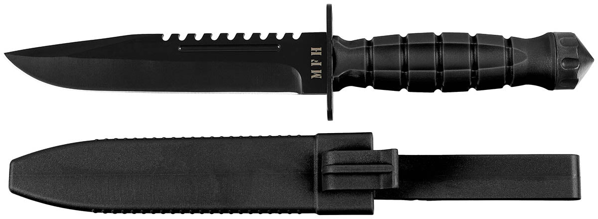Kampfmesser, "Storm", schwarz, Kunststoffgriff, Scheide