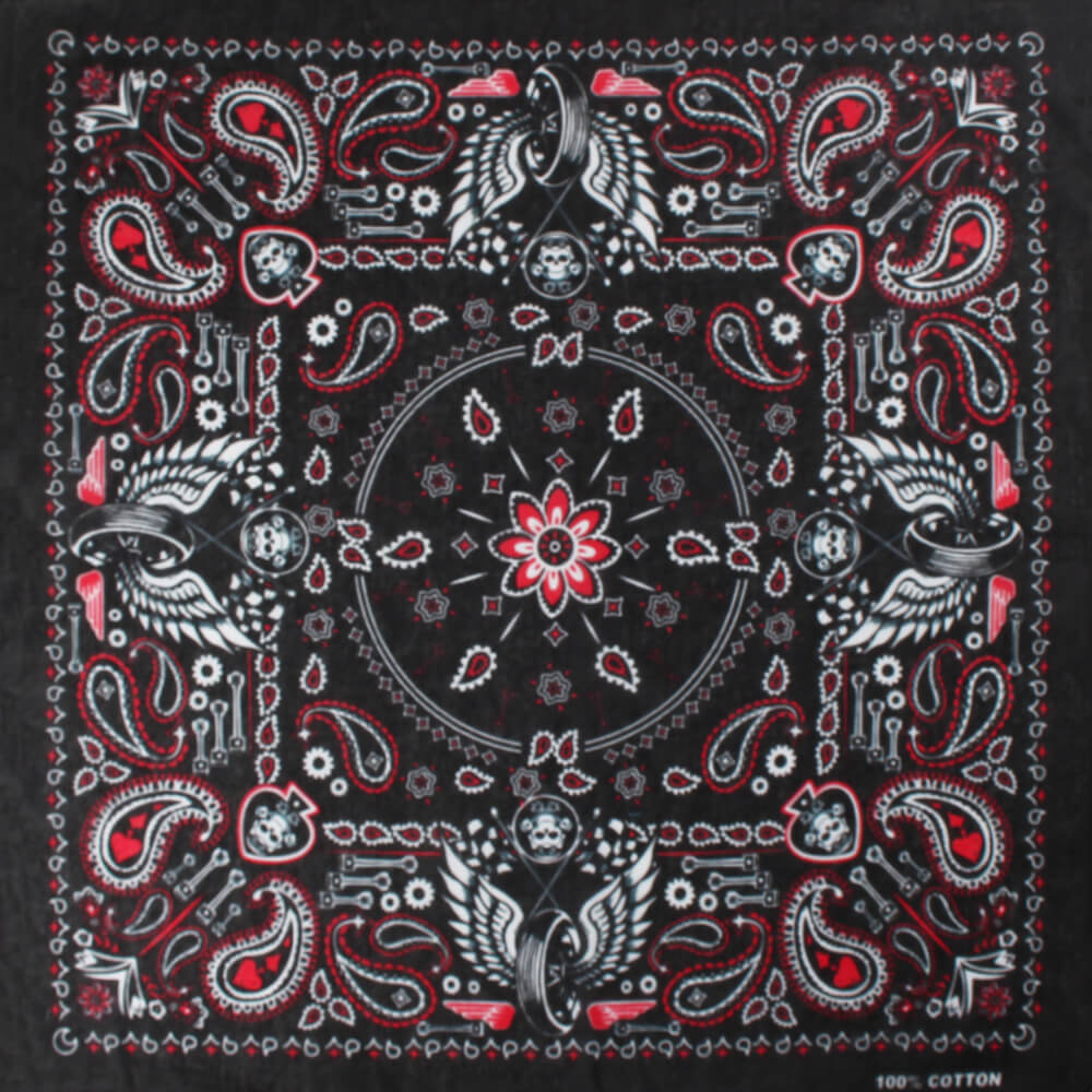 Bandana, schwarz/rot Paisley, Gr. 54 x 54 cm, Baumwolle