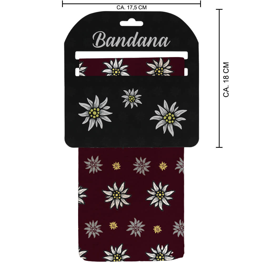 Bandana, bordeaux Edelweiss, Gr. 55 x 55 cm, Baumwolle