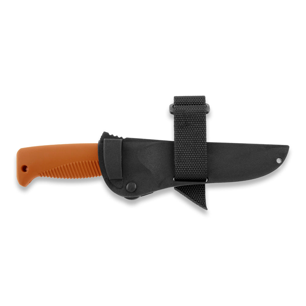M07 N690 Ranger Puukko orange, unbeschichtet, Kompositscheide (schwarz)