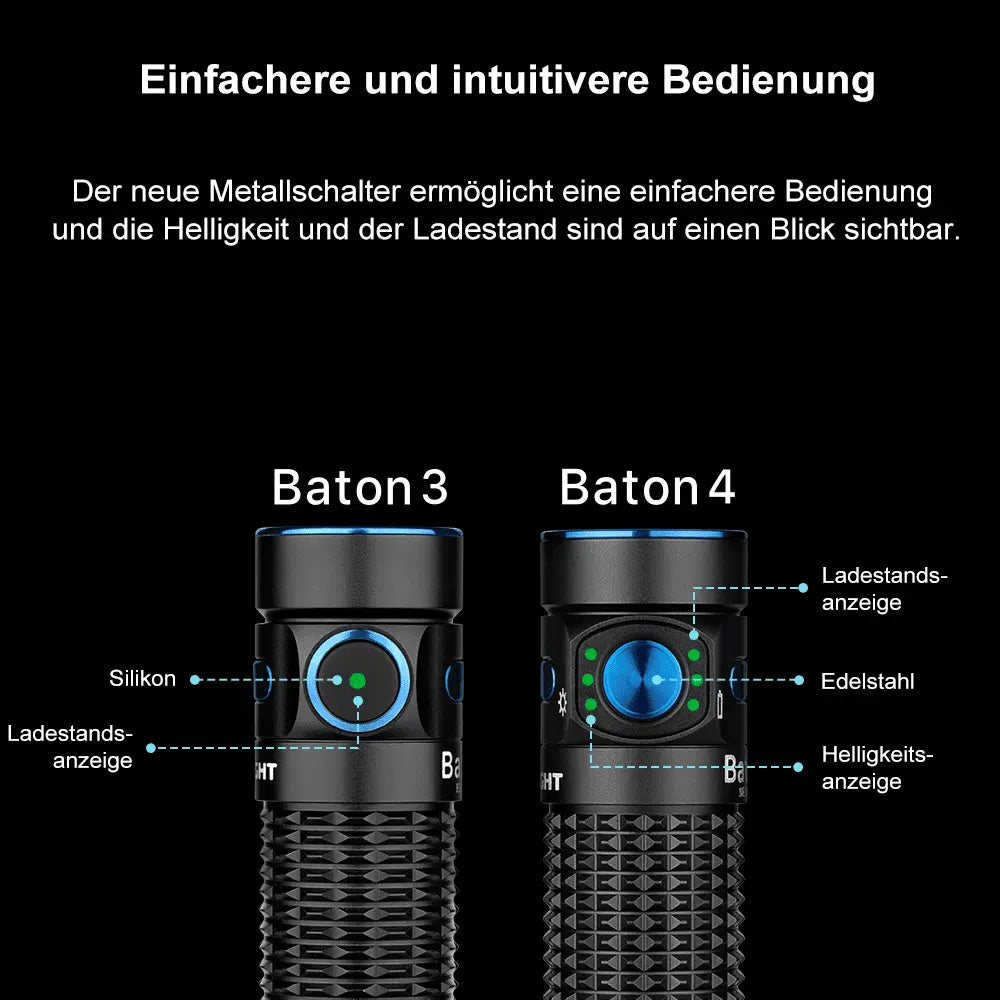 Olight - Baton 4 Premium Edition Taschenlampe mit Ladecase (schwarz)