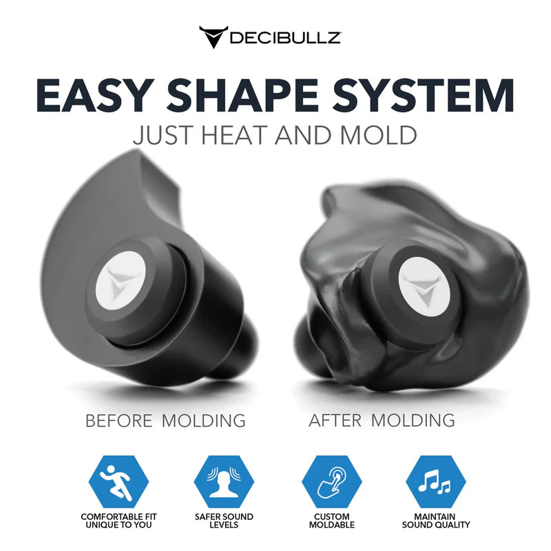 Decibullz - High-Fidelity Earplugs Gehörschutzstöpsel schwarz (SNR=19db)