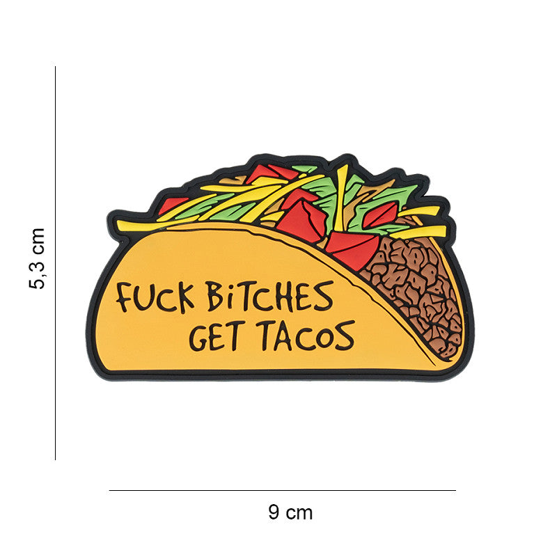 Klettabzeichen Fuck bitches get tacos - color