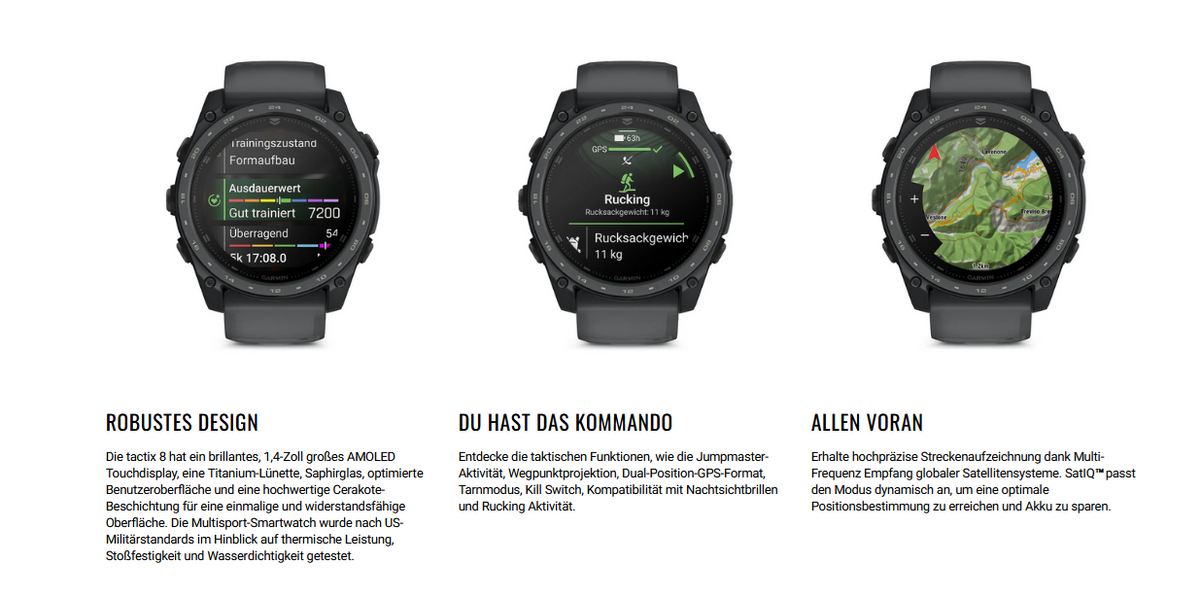 tactix® 8 – 51 mm, AMOLED, Cerakote®-Beschichtung oliv mit Quickfit® Silikon- Armband 26mm