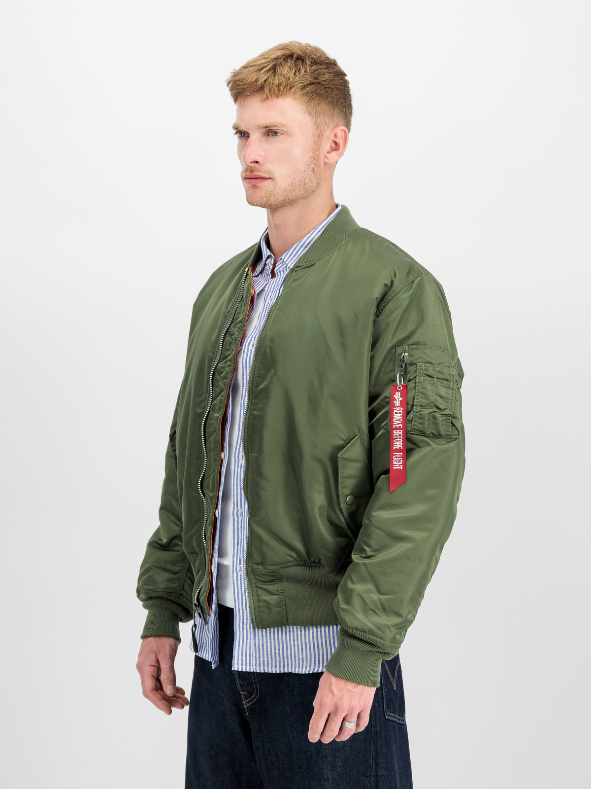 Jacket, Bomber, Olive green, Zip, Pocket