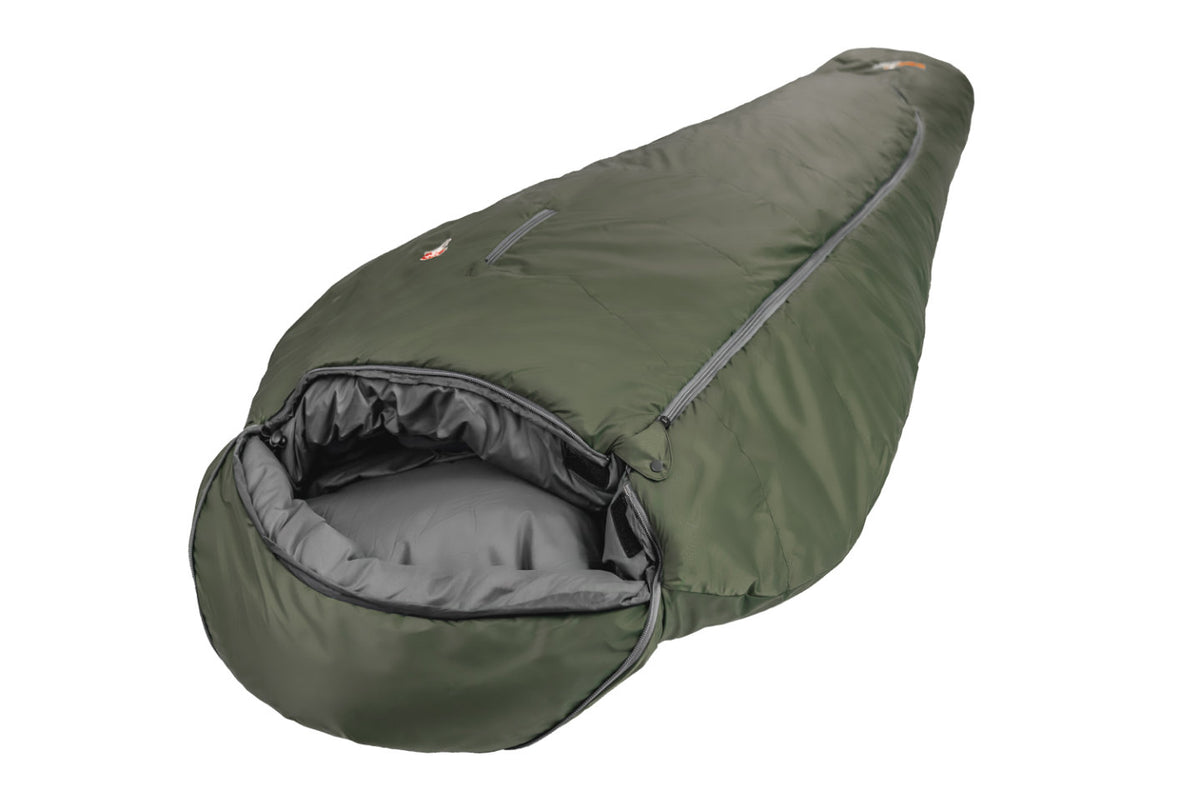 Schlafsack, Mumienschlafsack, Daunenfaser, Outdoor, Olivgrün
