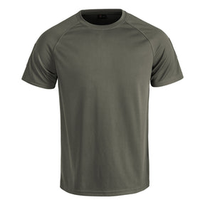 T‑shirt, Kurzarm, Rundhalsausschnitt, Olivgrün, Mesh-Textur