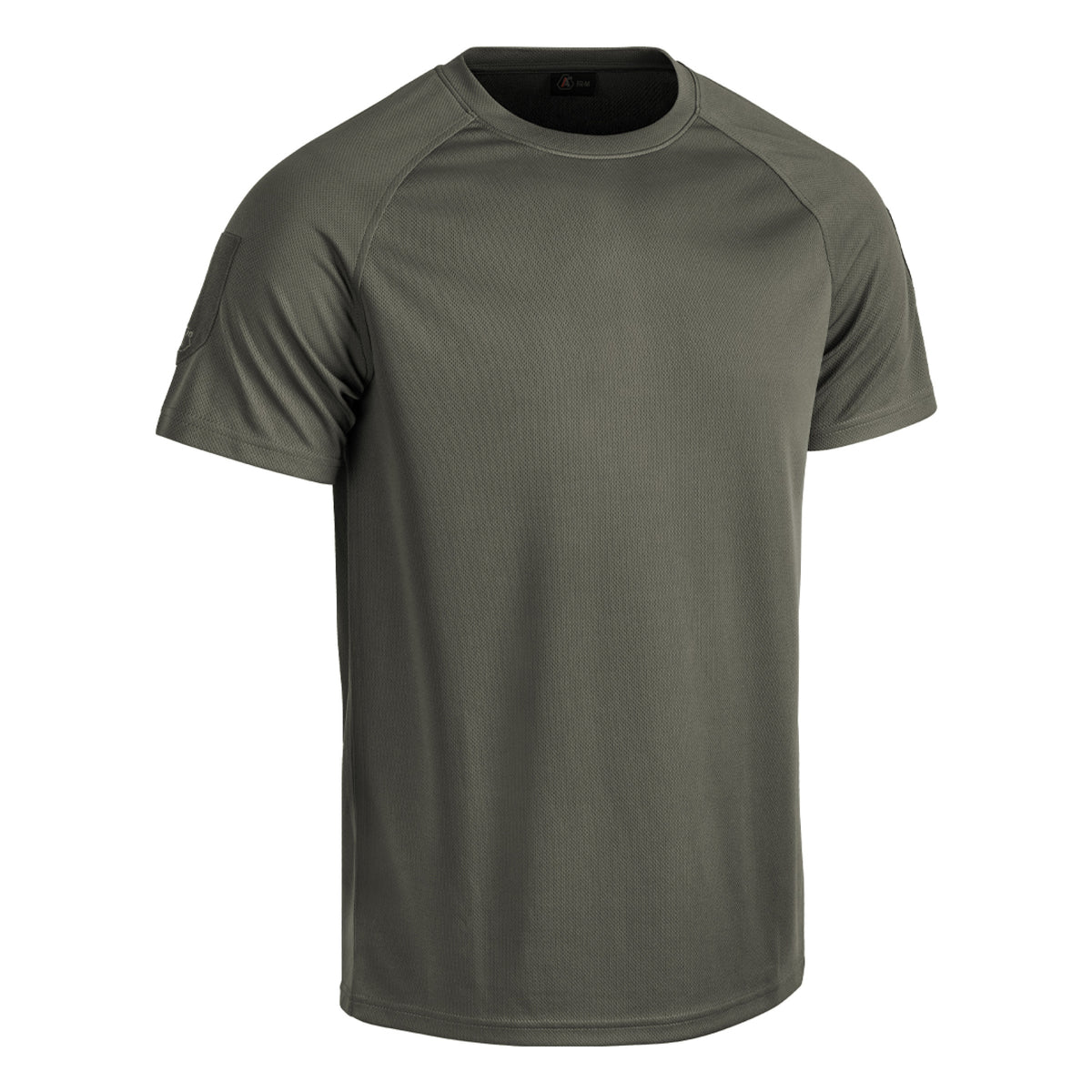T-Shirt, Rundhals, Kurzarm, Mesh-Textur, Olivgrün