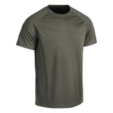 T-Shirt, Rundhals, Kurzarm, Mesh-Textur, Olivgrün