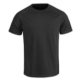 T-Shirt, Kurzarm, Grau/Schwarz, Rippenhalsausschnitt, Mesh/Textiltextur