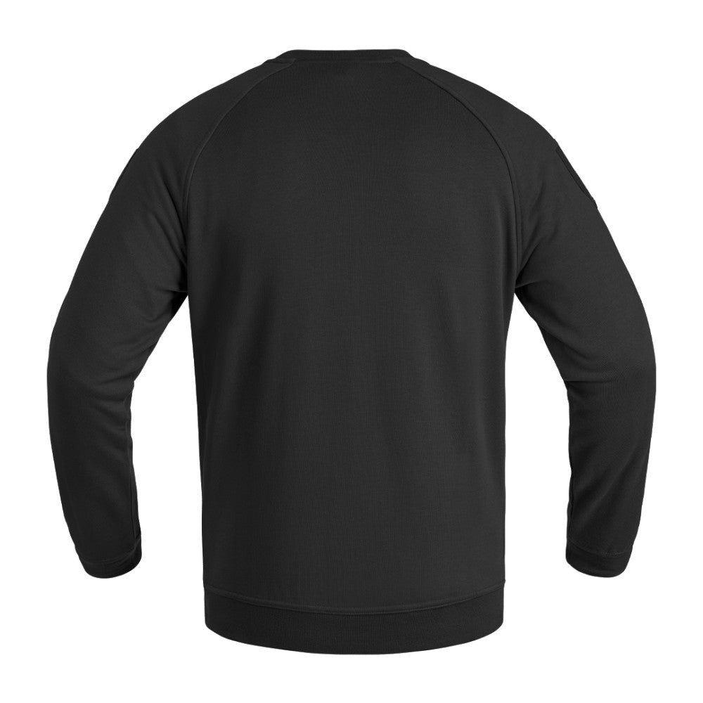 Crewneck, Langarm, Schwarz, Unifarben, Pullover