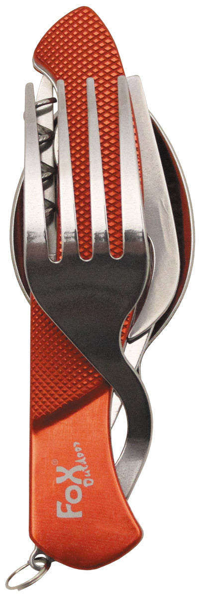 Taschenmesserbesteck, 6 in 1, rot, teilbar