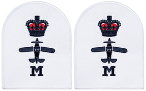 Brit. Stickabzeichen, weiss, "ROYAL NAVY, M", neuw.