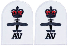 Brit. Stickabzeichen, weiss, "ROYAL NAVY, AV", neuw.
