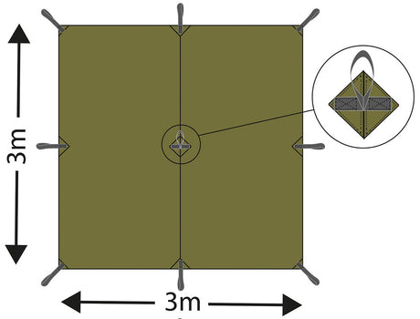 Mehrzweckplane, "Tarp Extrem", oliv, ca. 300 x 300 cm