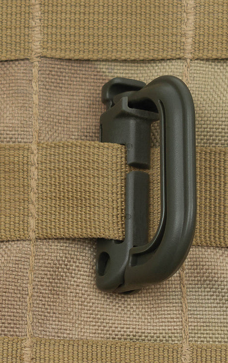 Karabiner, Plastik, "MOLLE", oliv, 2er Pack
