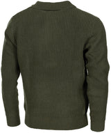 Pullover, "Troyer", oliv, mit Reissverschluss