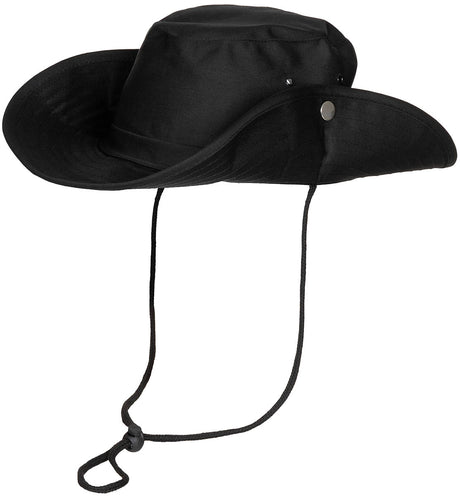 Buschhut, schwarz, mit Kinnband, zum Hochstellen