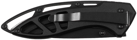 Klappmesser, Einhand, schwarz, gelochter Metallgriff