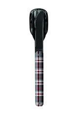 Besteckset 12H34, Hochglanz Schwarz, Blauer Tartan
