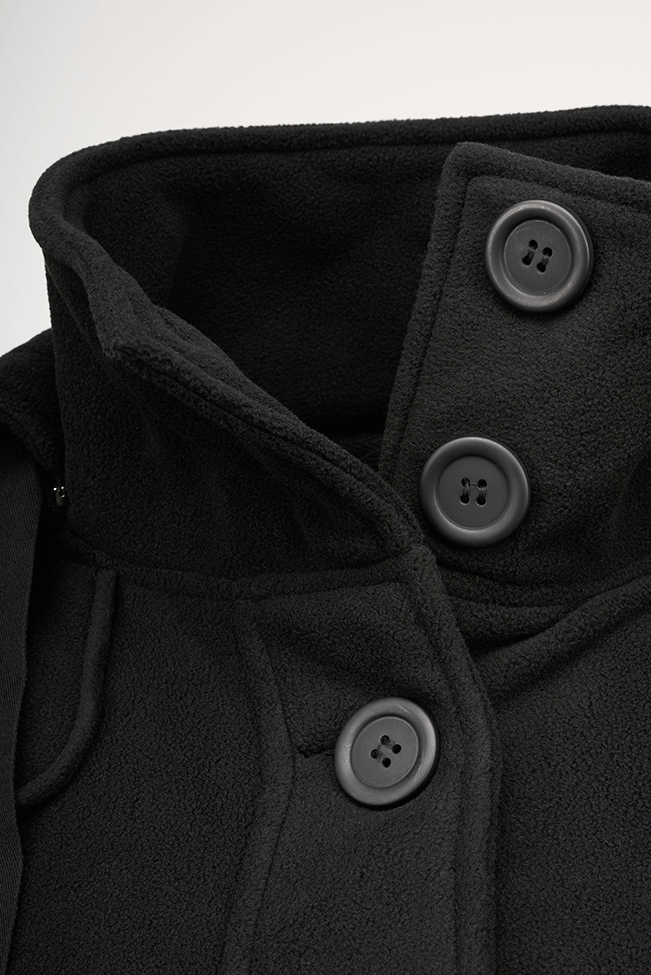 Women Square Fleece Jacket black