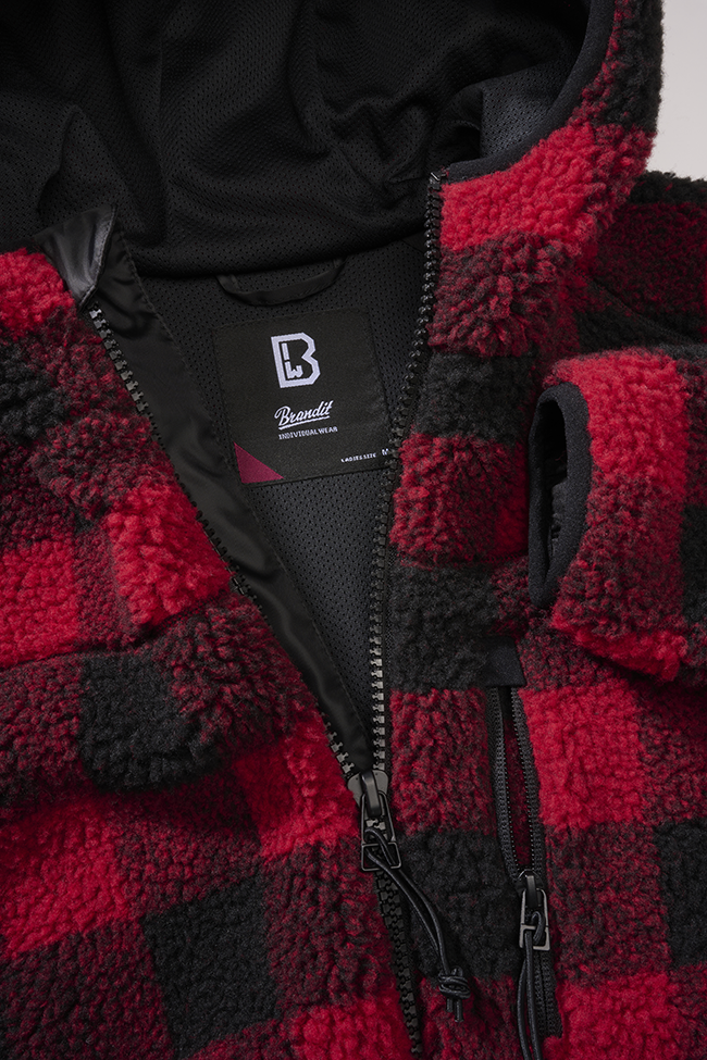 Women Teddyfleece Jacket Hooded red/black