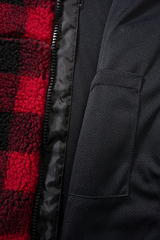 Women Teddyfleece Jacket Hooded red/black