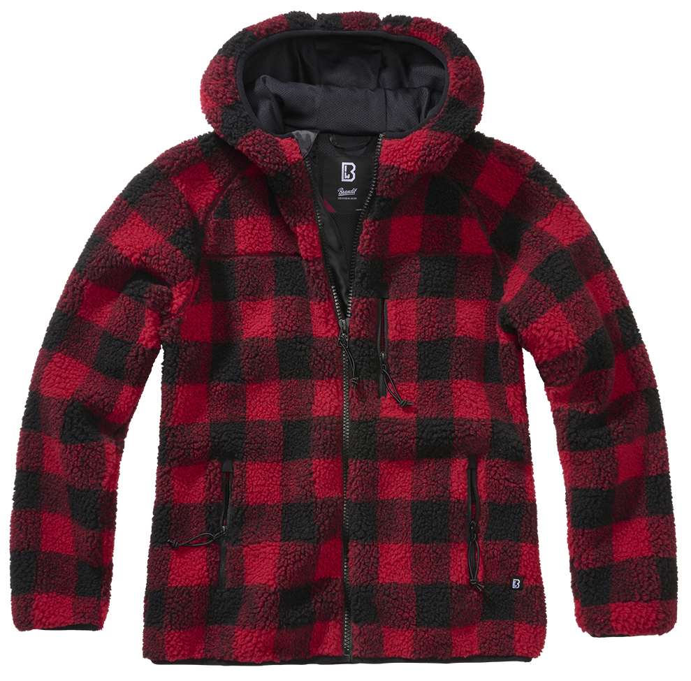 Women Teddyfleece Jacket Hooded red/black