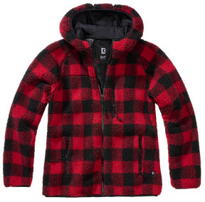 Women Teddyfleece Jacket Hooded red/black