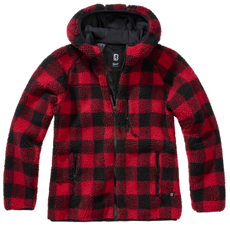 Women Teddyfleece Jacket Hooded red/black