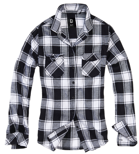 Women Amy Flannel Shirt Long Sleeve white-black