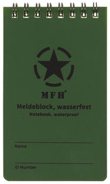 Meldeblock, wasserfest, klein, Spiralbindung, 7,5 x 13 cm