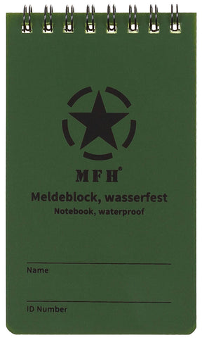 Meldeblock, wasserfest, klein, Spiralbindung, 7,5 x 13 cm