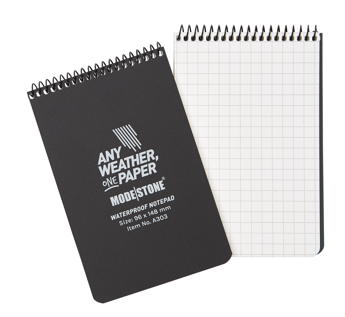 Modestone - Wasserfester Glow in the dark Notizblock 96x148mm, 30 Blatt (schwarz)