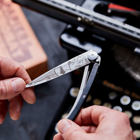 Deejo Klappmesser - Pin up Ebenholz 37g