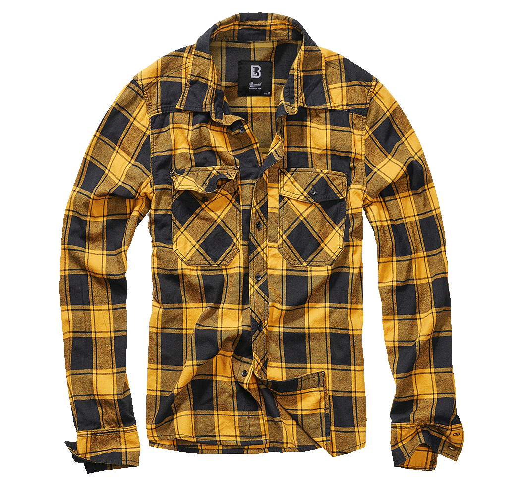 Check Shirt Long Sleeve black-yellow
