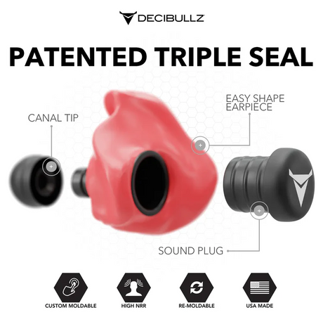 Decibullz - Custom Molded Earplugs Gehörschutzstöpsel rot (SNR=27db)