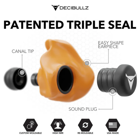 Decibullz - Custom Molded Earplugs Gehörschutzstöpsel orange (SNR=27db)