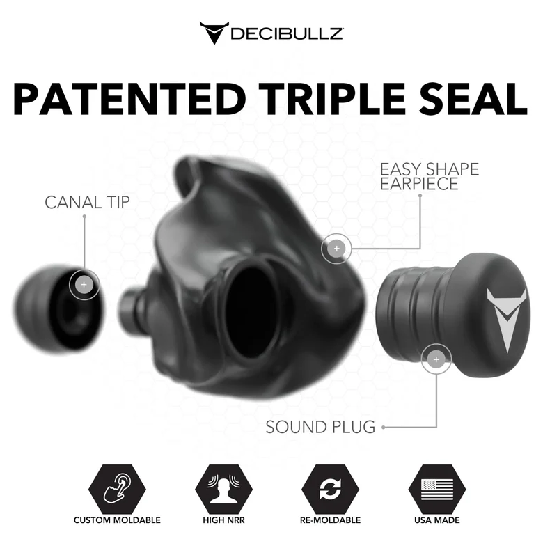 Decibullz - Custom Molded Earplugs Gehörschutzstöpsel schwarz (SNR=27db)