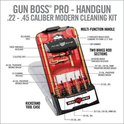 Real Avid - Handgun Cleaning Kit 22/9mm/357/38/40/45 (Reinigungsset)