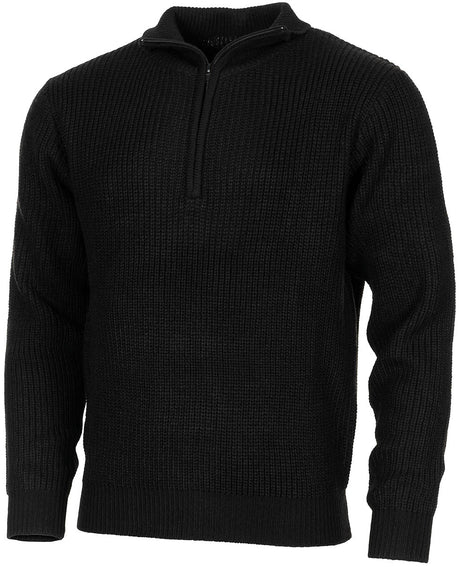 Pullover, "Troyer", schwarz, mit Reissverschluss